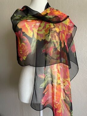 Boho floral chiffon scarf